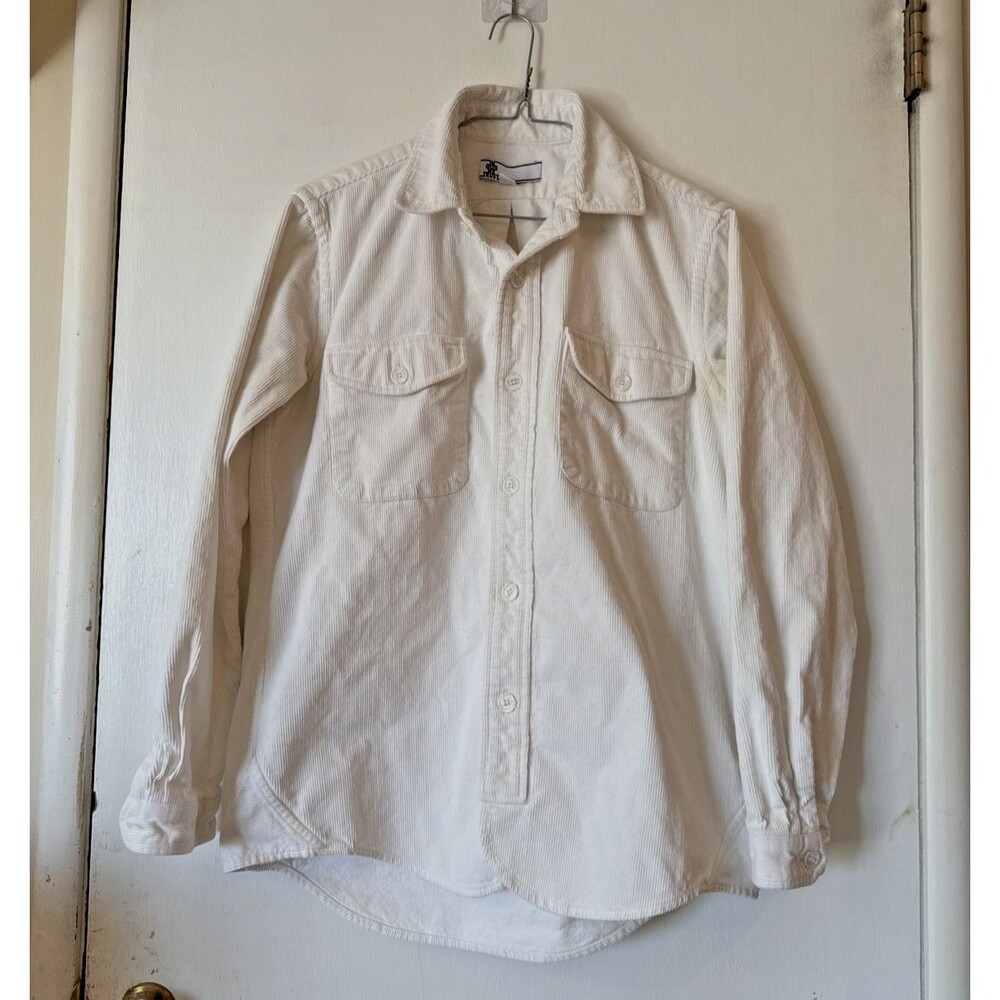 In God We Trust White Corduroy Shirt Long Sleeve USA | Men’s Medium